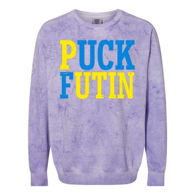 Funny Puck Futin Stand WIth Ukraine Colorblast Crewneck Sweatshirt