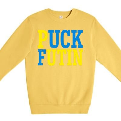 Funny Puck Futin Stand WIth Ukraine Premium Crewneck Sweatshirt