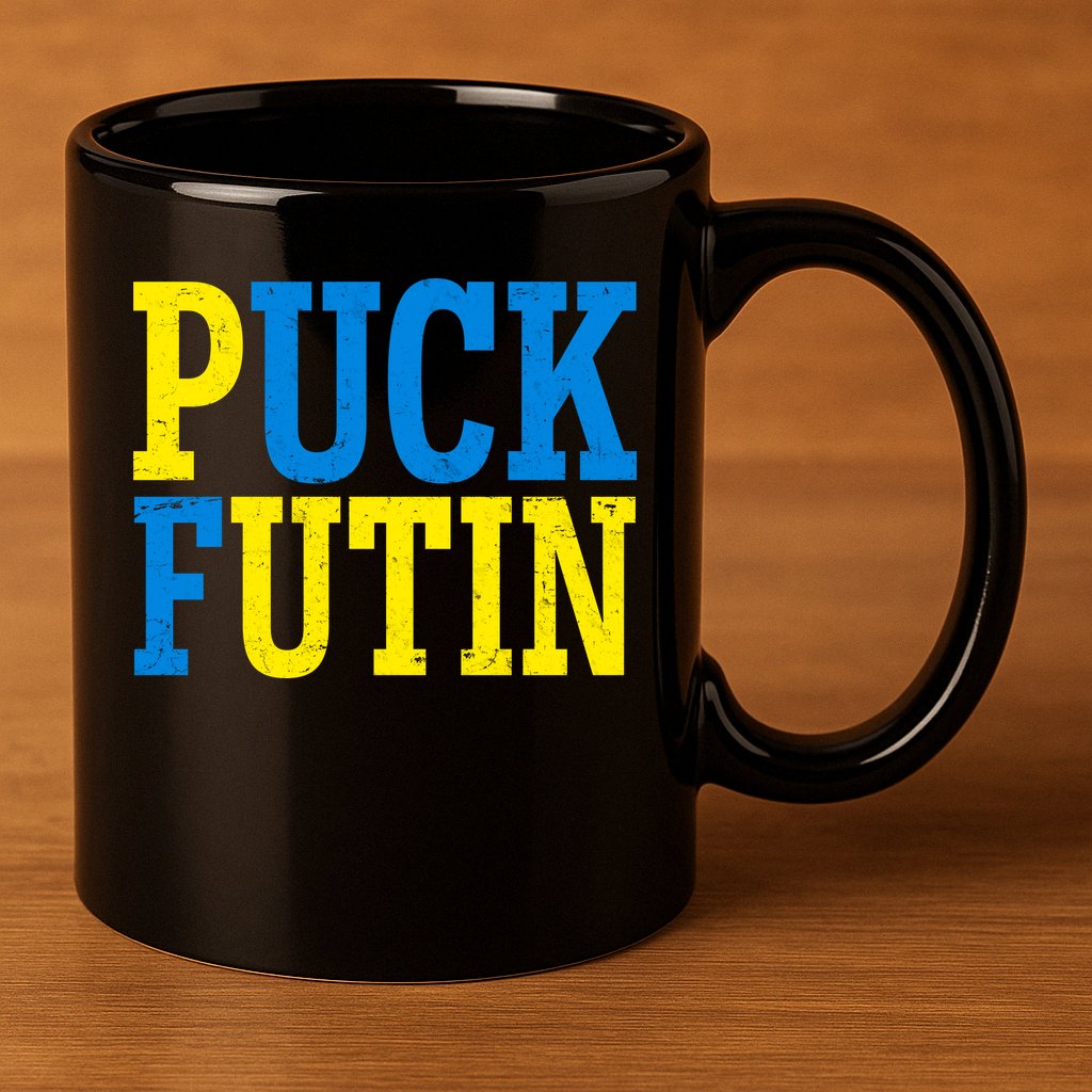Funny Puck Futin Stand WIth Ukraine 11oz C Handle Ceramic Mug