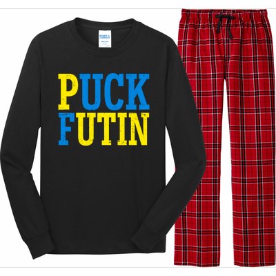 Funny Puck Futin Stand WIth Ukraine Long Sleeve Pajama Set