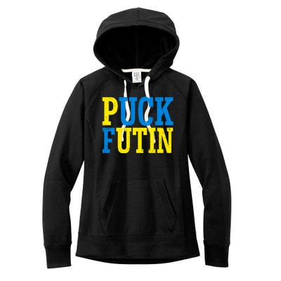 Funny Puck Futin Stand WIth Ukraine Women's Fleece Hoodie