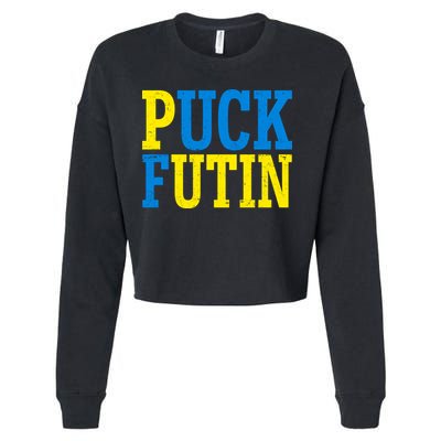 Funny Puck Futin Stand WIth Ukraine Cropped Pullover Crew