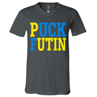 Funny Puck Futin Stand WIth Ukraine V-Neck T-Shirt