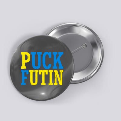 Funny Puck Futin Stand WIth Ukraine Button