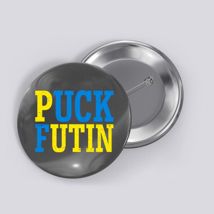 Funny Puck Futin Stand WIth Ukraine Button