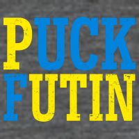 Funny Puck Futin Stand WIth Ukraine Button