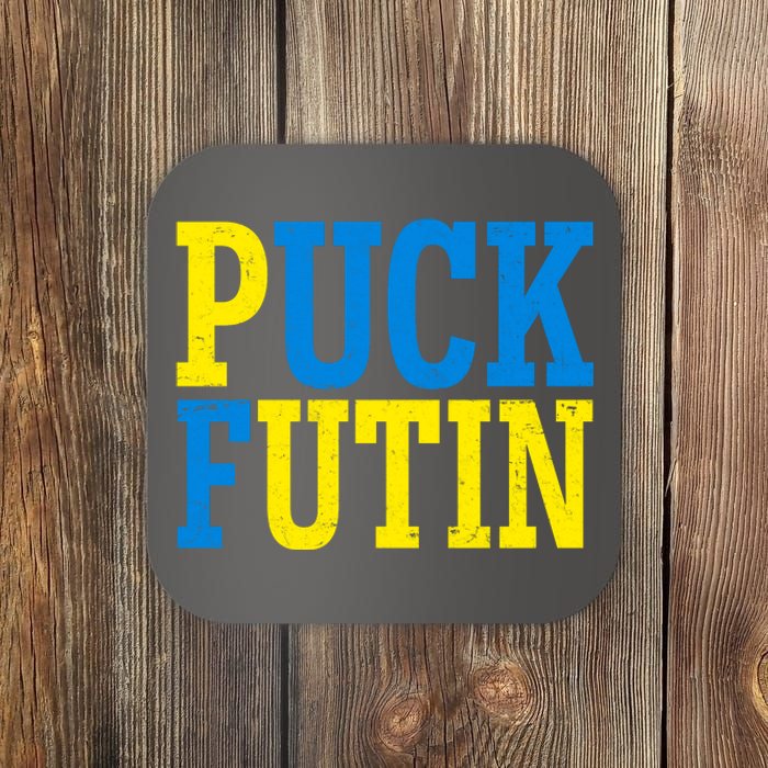 Funny Puck Futin Stand WIth Ukraine Coaster