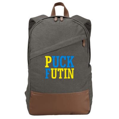 Funny Puck Futin Stand WIth Ukraine Cotton Canvas Backpack