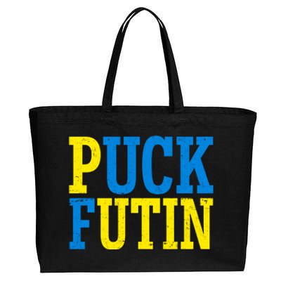 Funny Puck Futin Stand WIth Ukraine Cotton Canvas Jumbo Tote