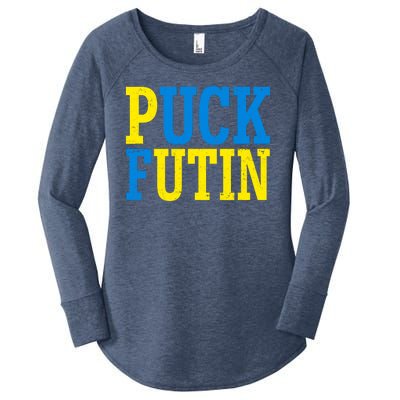 Funny Puck Futin Stand WIth Ukraine Women's Perfect Tri Tunic Long Sleeve Shirt