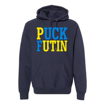 Funny Puck Futin Stand WIth Ukraine Premium Hoodie