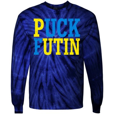 Funny Puck Futin Stand WIth Ukraine Tie-Dye Long Sleeve Shirt