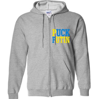 Funny Puck Futin Stand WIth Ukraine Full Zip Hoodie