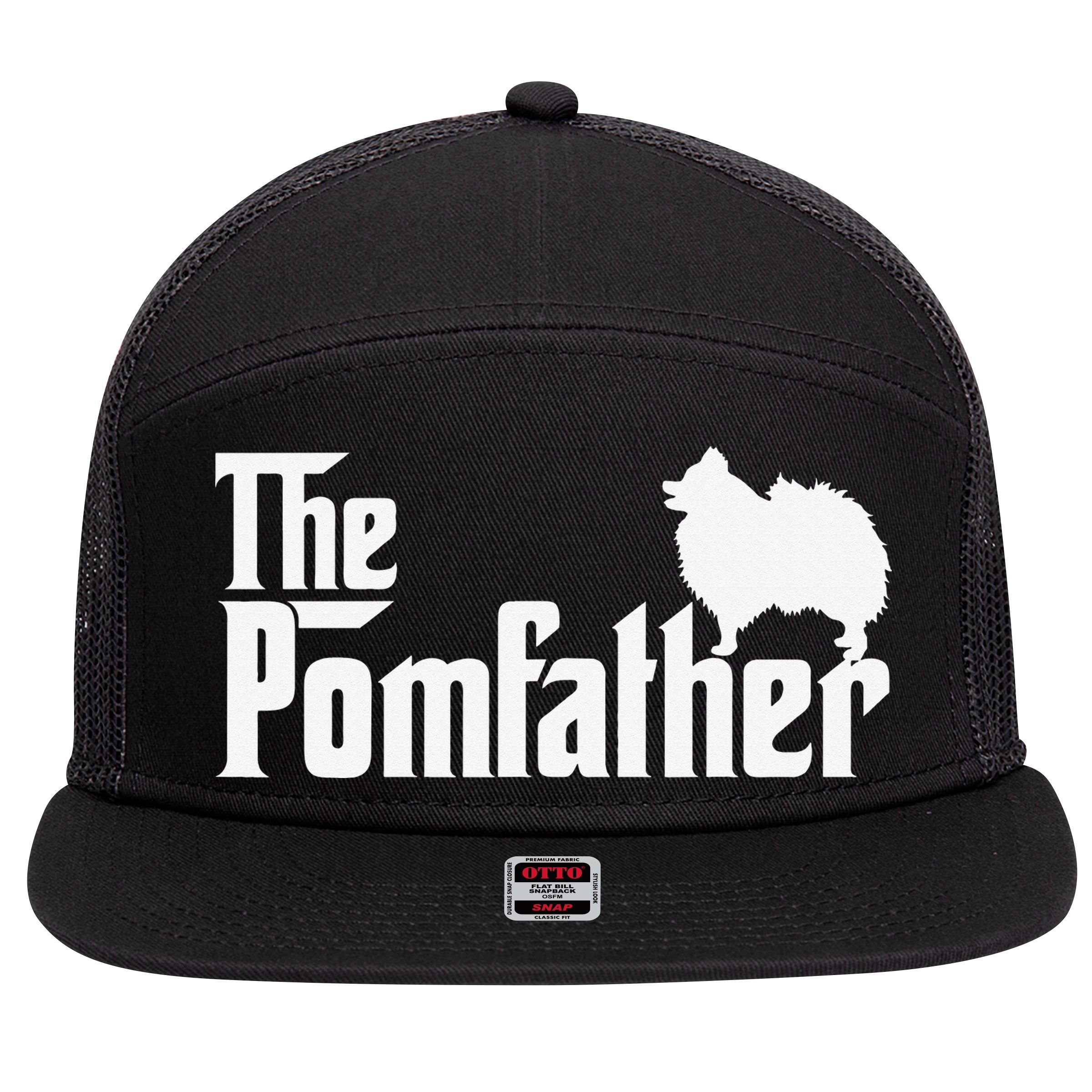 Funny Pomeranian Father Dad The Pom Father Dog Lover 7 Panel Mesh Trucker Snapback Hat