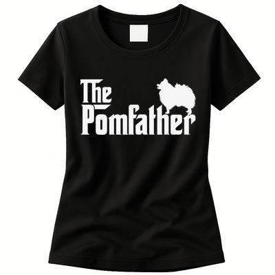 Funny Pomeranian Father Dad The Pom Father Dog Lover Womens T-Shirt