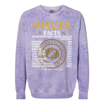 Funny Pisces Facts Awesome Zodiac Sign Birthday Gift Colorblast Crewneck Sweatshirt