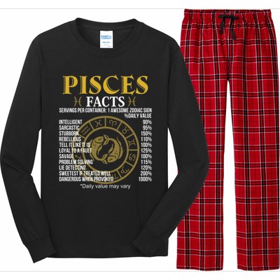 Funny Pisces Facts Awesome Zodiac Sign Birthday Gift Long Sleeve Pajama Set