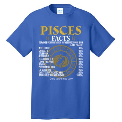 Funny Pisces Facts Awesome Zodiac Sign Birthday Gift Tall T-Shirt