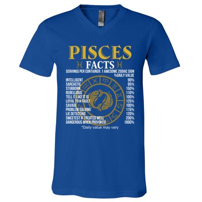 Funny Pisces Facts Awesome Zodiac Sign Birthday Gift V-Neck T-Shirt