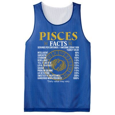 Funny Pisces Facts Awesome Zodiac Sign Birthday Gift Mesh Reversible Basketball Jersey Tank