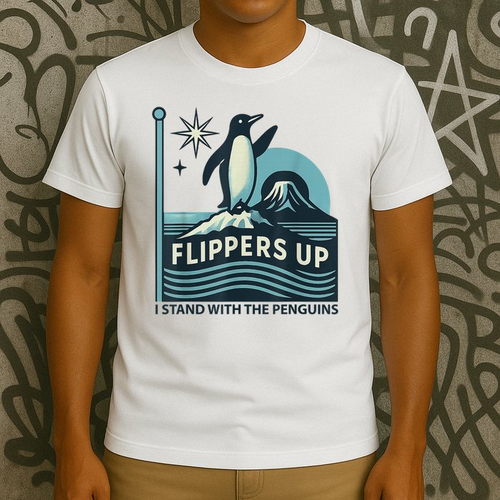 Funny Penguin Flippers Up I Stand With The Penguins T-Shirt