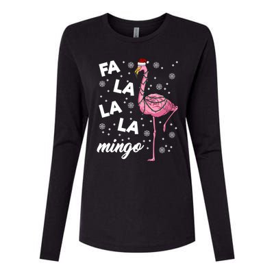 Falalalamingo Pink Flamingo Christmas Lights Santa Flamingo Gift Womens Cotton Relaxed Long Sleeve T-Shirt