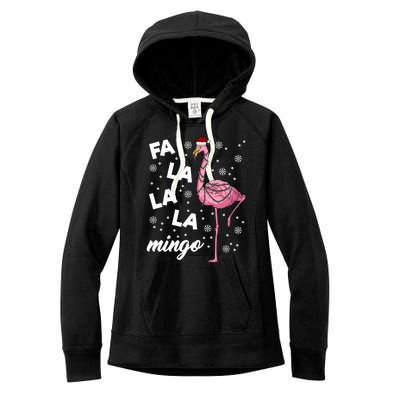 Falalalamingo Pink Flamingo Christmas Lights Santa Flamingo Gift Women's Fleece Hoodie