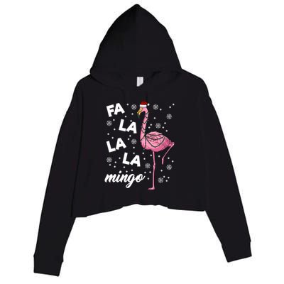 Falalalamingo Pink Flamingo Christmas Lights Santa Flamingo Gift Crop Fleece Hoodie