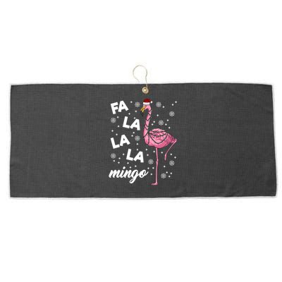 Falalalamingo Pink Flamingo Christmas Lights Santa Flamingo Gift Large Microfiber Waffle Golf Towel