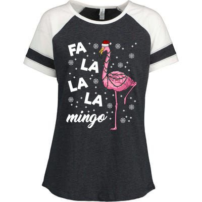 Falalalamingo Pink Flamingo Christmas Lights Santa Flamingo Gift Enza Ladies Jersey Colorblock Tee