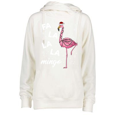 Falalalamingo Pink Flamingo Christmas Lights Santa Flamingo Gift Womens Funnel Neck Pullover Hood