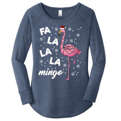 Falalalamingo Pink Flamingo Christmas Lights Santa Flamingo Gift Women's Perfect Tri Tunic Long Sleeve Shirt