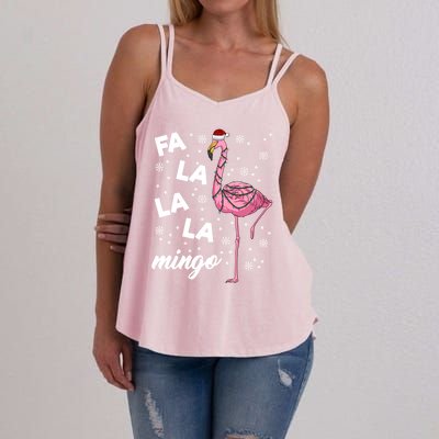 Falalalamingo Pink Flamingo Christmas Lights Santa Flamingo Gift Women's Strappy Tank