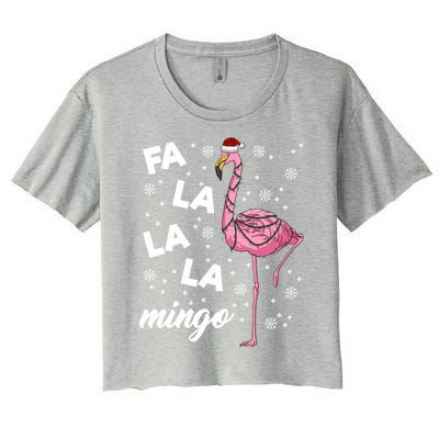 Falalalamingo Pink Flamingo Christmas Lights Santa Flamingo Gift Women's Crop Top Tee