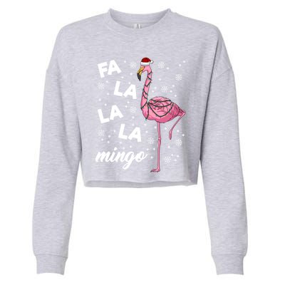 Falalalamingo Pink Flamingo Christmas Lights Santa Flamingo Gift Cropped Pullover Crew