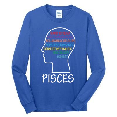 Funny Pisces Facts Birthday Mind Horoscope Gift Tall Long Sleeve T-Shirt