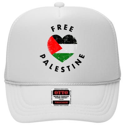 Free Palestine High Crown Mesh Back Trucker Hat