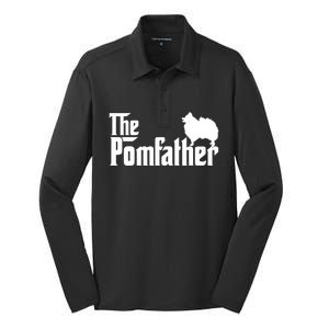 Funny Pomeranian Father Dad The Pom Father Dog Lover Silk Touch Performance Long Sleeve Polo