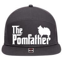 Funny Pomeranian Father Dad The Pom Father Dog Lover 7 Panel Mesh Trucker Snapback Hat