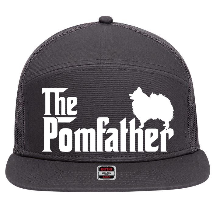 Funny Pomeranian Father Dad The Pom Father Dog Lover 7 Panel Mesh Trucker Snapback Hat