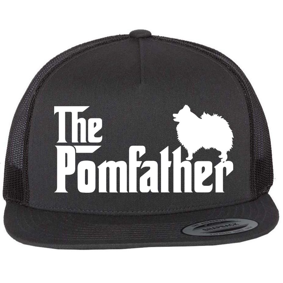 Funny Pomeranian Father Dad The Pom Father Dog Lover Flat Bill Trucker Hat