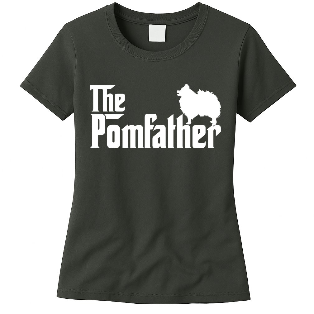 Funny Pomeranian Father Dad The Pom Father Dog Lover Womens T-Shirt