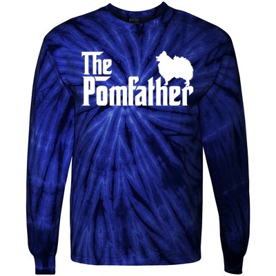 Funny Pomeranian Father Dad The Pom Father Dog Lover Tie-Dye Long Sleeve Shirt