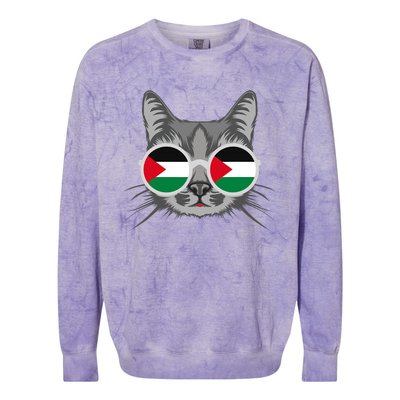 Free Palestine Flag Palestinian Cat Gaza Colorblast Crewneck Sweatshirt