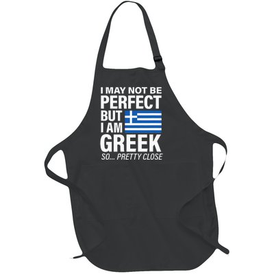 Funny Perfect Greek Flag I Love Greece Full-Length Apron With Pockets