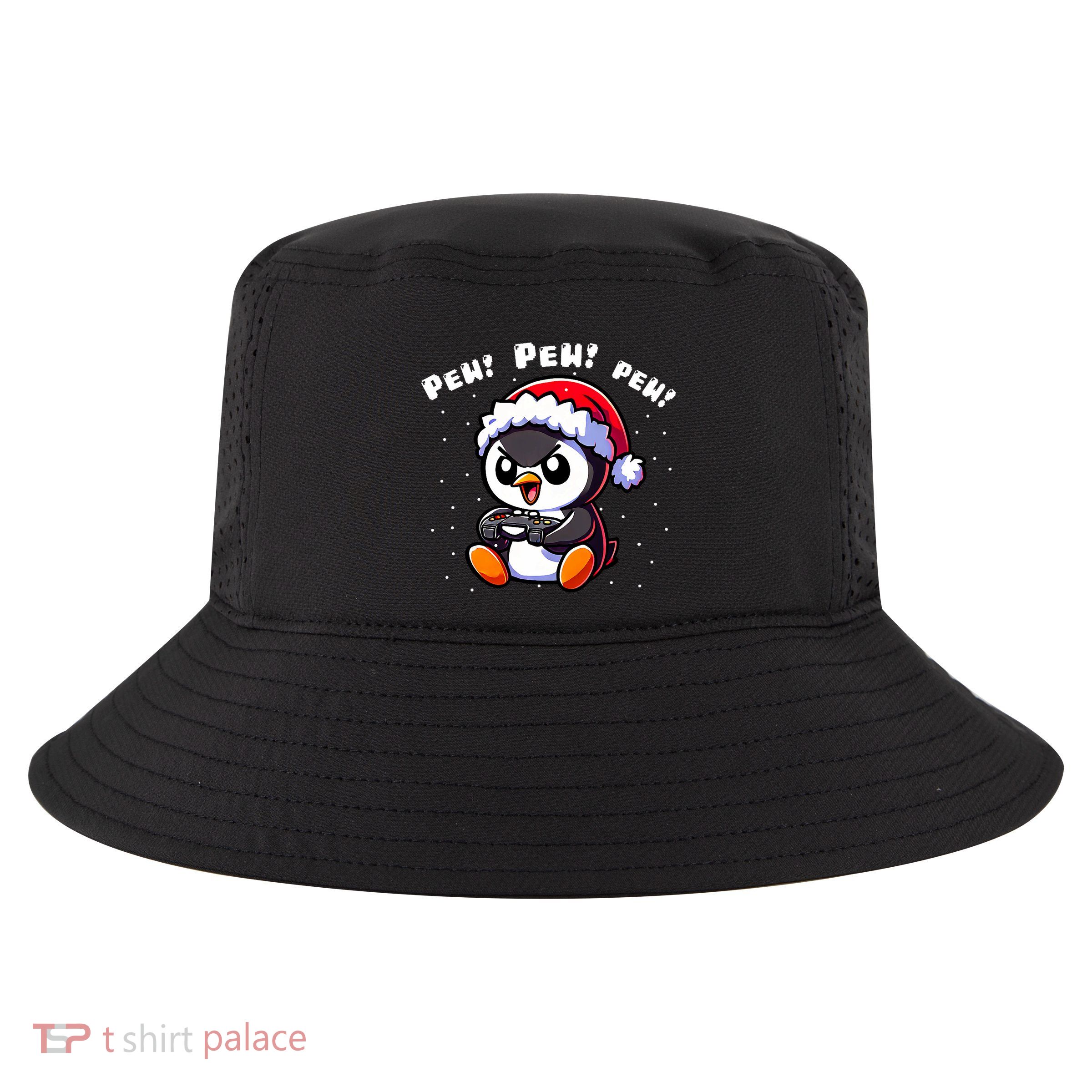 Funny Penguin Gamer Pew Video Game Christmas Cool Comfort Performance Bucket Hat