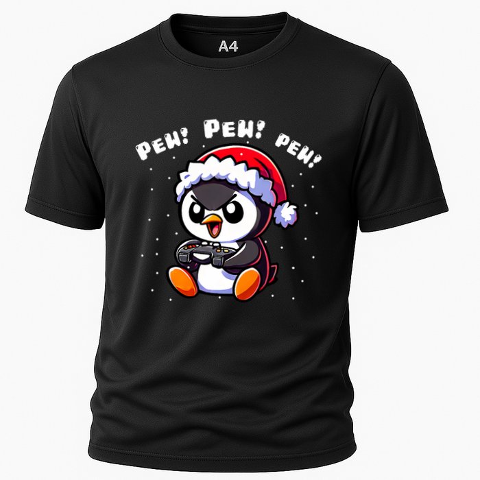Funny Penguin Gamer Pew Video Game Christmas Performance Shirt