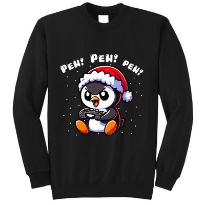 Funny Penguin Gamer Pew Video Game Christmas Sweatshirt