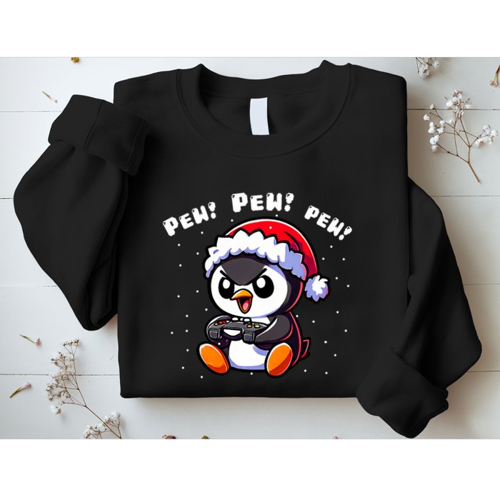 Funny Penguin Gamer Pew Video Game Christmas Sweatshirt
