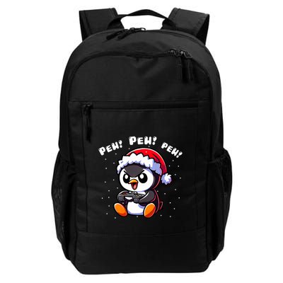 Funny Penguin Gamer Pew Video Game Christmas Backpack